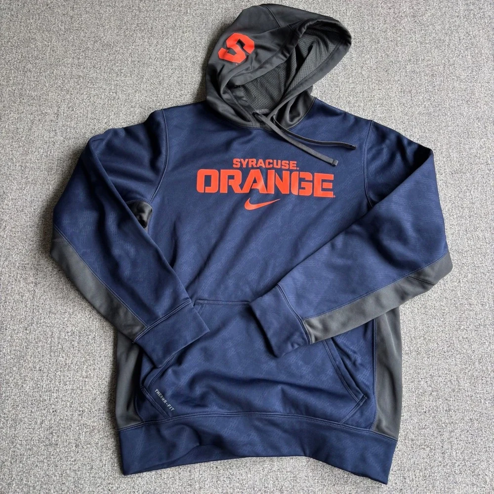 Syracuse Nike Hoodie Mens S Navy Orange NCAA Basketball Football Therma-FIT